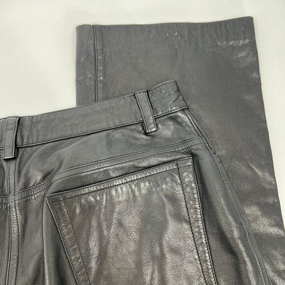 Ann Taylor Black Mid-Rise Leather Bootcut Pants | Size 6 - Picture 10 of 10
